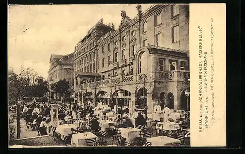 AK Frankfurt a. M., Restaurant Hohenzollernhaus Kaiserkeller, Terrassenansicht