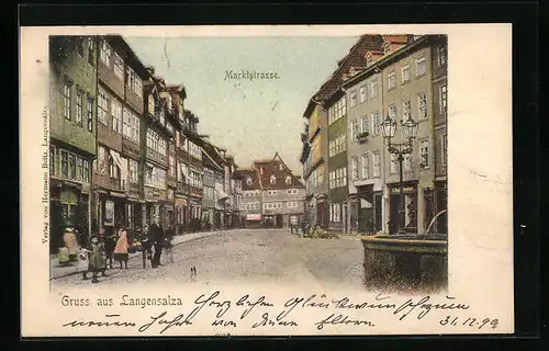 AK Langensalza, Passanten in der Marktstrasse