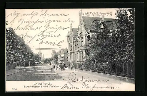 AK Langensalza, Bahnhofstrasse und Kreishaus