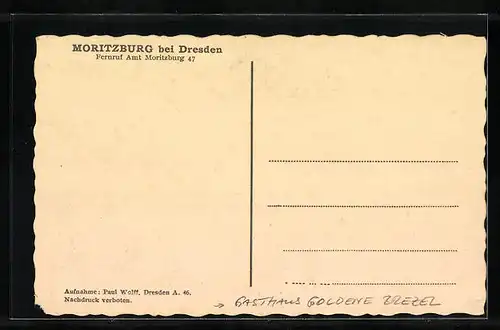 AK Moritzburg b. Dresden, Gasthaus Goldene Brezel