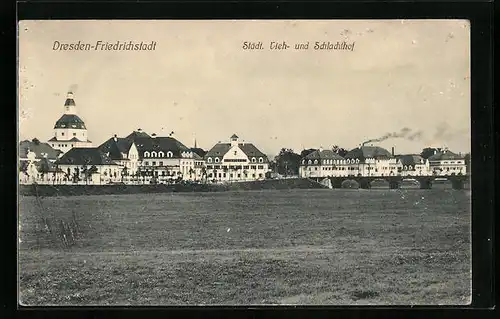 AK Dresden-Friedrichstadt, Städt. Vieh- und Schlachthof