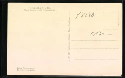 AK Grossenhain i. Sa., Diana-Brunnen mit Frauenmarkt