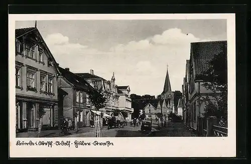 AK Bünde, Strasse mit Kirche