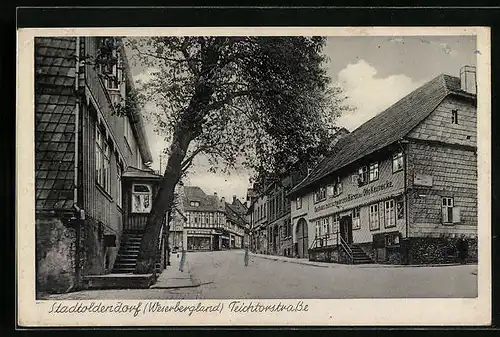 AK Stadtoldendorf i. Weserbergland, Teichtorstrasse mit Gasthaus zum Schwarzen Bären