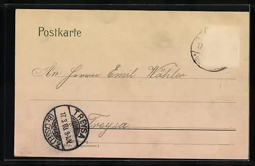 Lithographie Homberg, Totalansicht, Seminar, Kriegerdenkmal