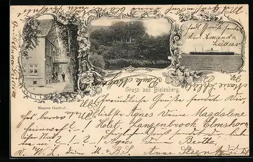 AK Bielenberg, Blick auf die Elbe, Magens Gasthof