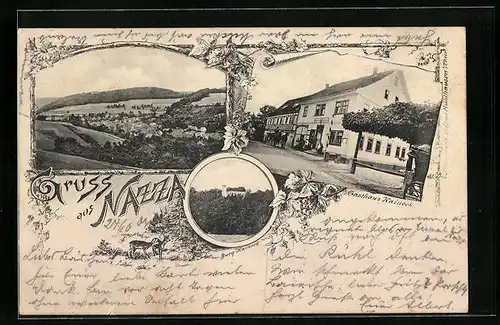 AK Nazza, Gesamtansicht mit Gasthaus Haineck