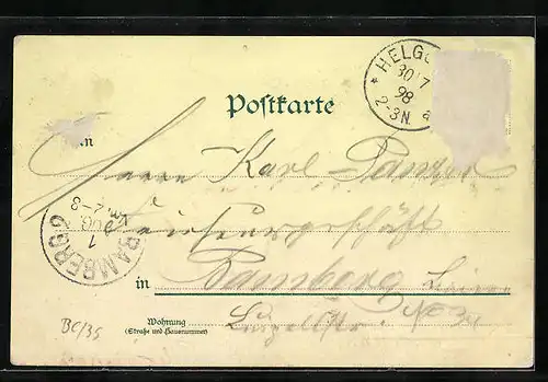 Lithographie Helgoland, Treppe und Fahrstuhl