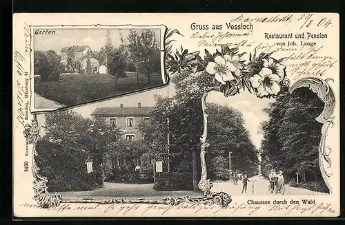 AK Vossloch, Restaurant und Pension von J. Lange, Chaussee durch den Wald
