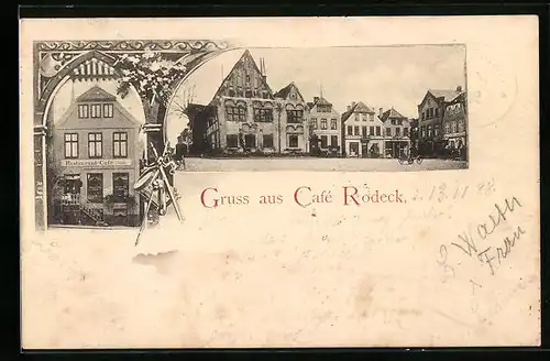 AK Rendsburg, Cafe C. Rodeck, Rathaus