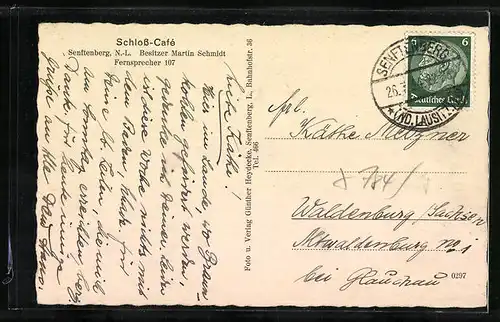 AK Senftenberg /N.-L., Schloss-Cafe, Innenansicht