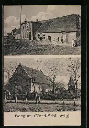 AK Bargum /Nord-Schleswig, Kirche und Friedhof, Geschäft