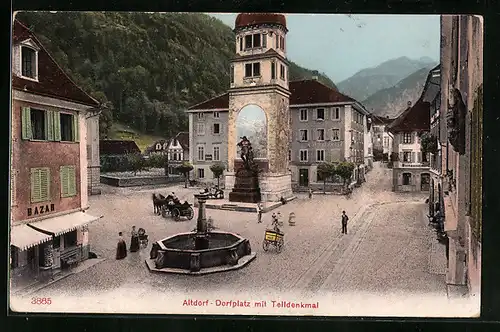 AK Altdorf, Dorfplatz mit Telldenkmal