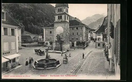 AK Altdorf, Dorfplatz mit Tellendenkmal