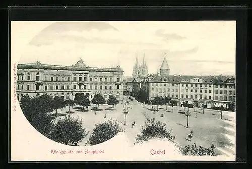 AK Kassel, die Hauptpost am Königsplatz