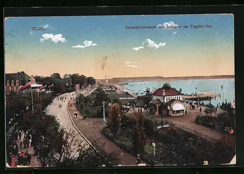 AK Berlin Tegel, Strandpromenade mit Anlagen am Tegeler See