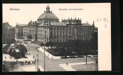 AK München, Karlsplatz mit dem Justizpalast