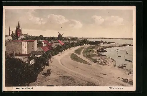 AK Werder /Havel, Ortsansicht mit Mühle