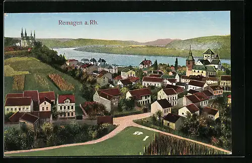 AK Remagen a. Rh., Ortsansicht mit Rheintal