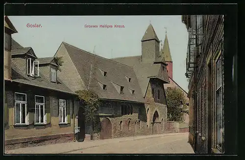 AK Goslar, Strasse am grossen Heiligen Kreuz