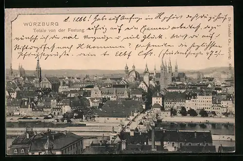 AK Würzburg, Totale von der Festung aus gesehen