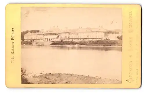 Fotografie J. F. Smena, Berlin, Ansicht Dresden, Blick über die Elbe auf das Schloss Pillnitz