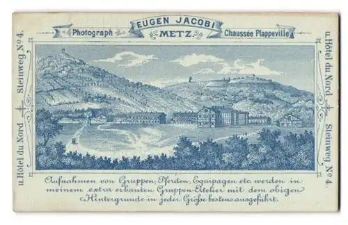 Fotografie Eugen Jacobi, Metz, Ansicht Metz, Blick auf die Stadt mit Bergen
