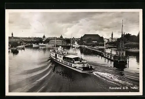 AK Konstanz a. B., Bodenseedampfer Kempten bei der Hafeneinfahrt
