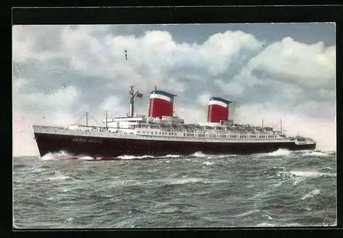 Künstler-AK Passagierschiff SS United States auf hoher See