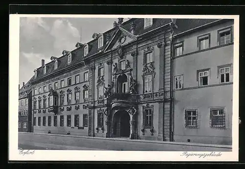 AK Erfurt, Regierungsgebäude mit Strassenpartie
