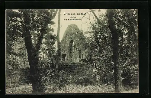 AK Lindow, Ruine mit Klostermauer