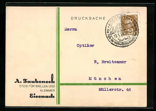 AK Eisenach, A. Taubeneck, Etuis für Brillen und Klemmer