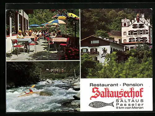 AK Saltaus, Restaurant Pension Saltauserhof mit Sonnenterrasse