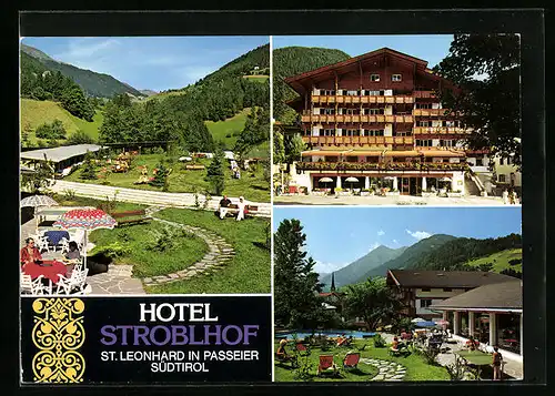 AK St. Leonhard i. Passeier, Hotel Stroblhof mit Liegewiese