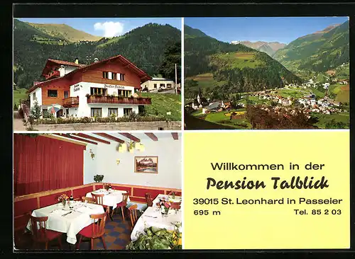 AK St. Leonhard i. Passeier, Ortsansicht mit Pension Talblick