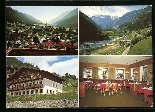 AK St. Leonhard i. Passeier, Pension Alpenhof, Ortsansicht mit Kirche