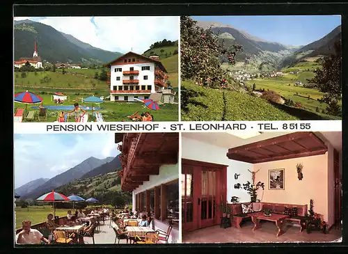 AK St. Leonhard i. Passeier, Pension Restaurant Wiesenhof mit Liegewiese