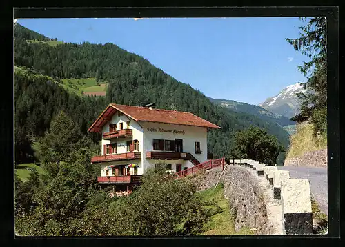 AK St. Leonhard i. Passeier, Strassenpartie mit Gasthof Alpenrose