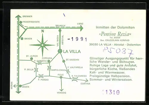 AK La Villa, Pension Reszia mit Einfahrt