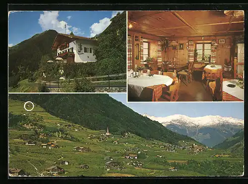 AK Kuens b. Meran, Ortsansicht mit Gereiter-Hof Nr. 24