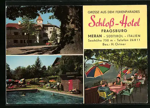 AK Meran, Schloss-Hotel Fragsburg mit Swimmingpool