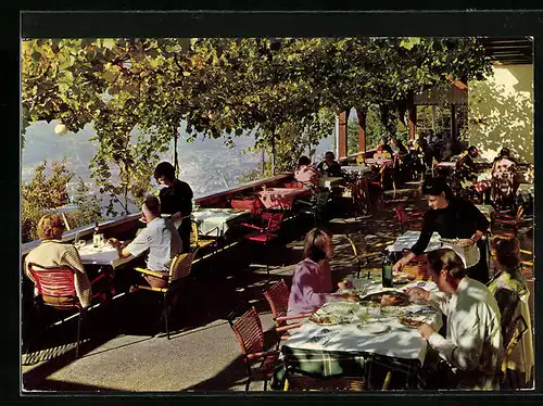 AK Meran, Schloss Hotel Fragsburg - Terrasse mit Fernblick