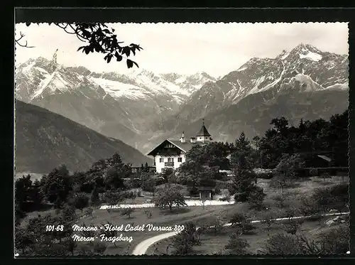 AK Meran, Hotel Fragsburg / Castel Verucca mit Umgebung
