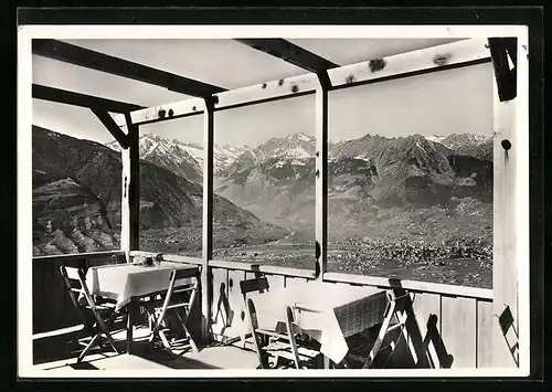AK Meran, Hotel Fragsburg - Blick von der Veranda auf die Stadt