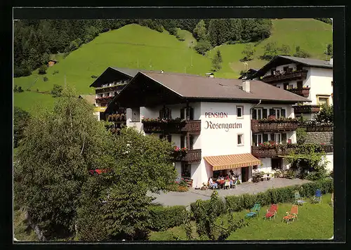 AK St. Leonhard in Passeier, Garni Rosengarten aus der Vogelschau