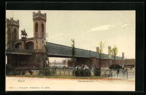AK Köln, Blick zur Eisenbahnbrücke
