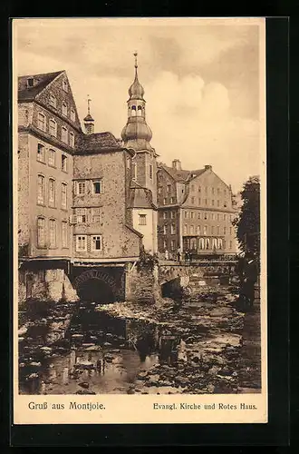 AK Montjoie, Evangelische Kirche und Rotes Haus