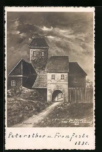 Künstler-AK Eisenberg, Das Peterstor nebst Fronfeste