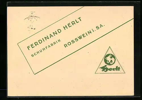 Künstler-AK Rosswein i. Sa., Ferdinand Herlt Schuhfabrik