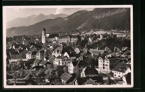 AK Bludenz, Teilansicht aus der Vogelschau mit Bergkette